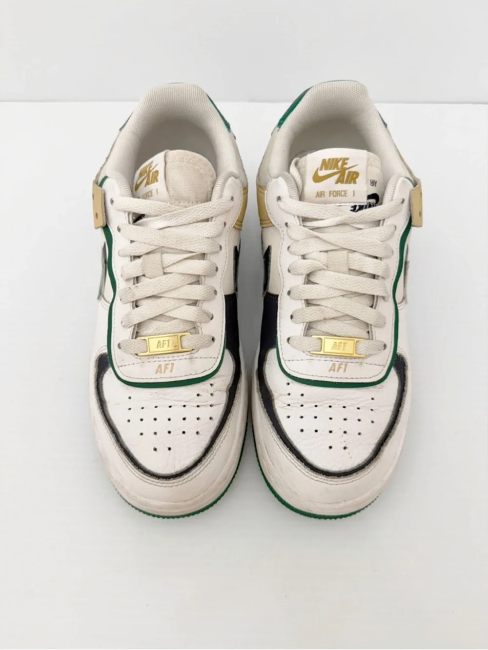 Nike Air Force 1 Shadow Women's Sneakers - White/Malachite/Sesame - 8